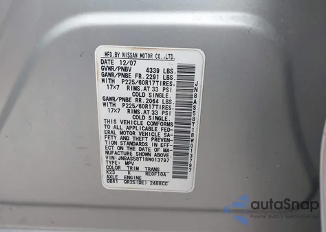 2008 Nissan Rogue Sl z USA, uszkodzony, nr VIN JN8AS58T18W013797